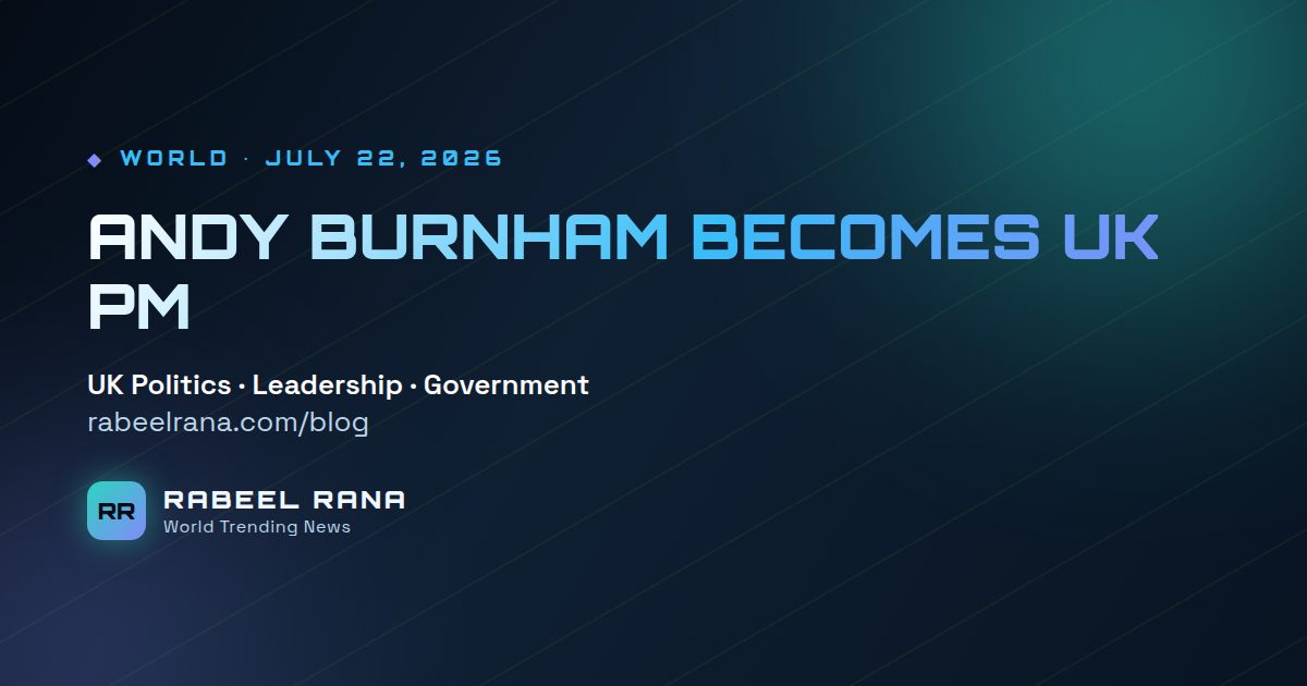 Andy Burnham Becomes UK Prime Minister — Britain's Seventh in a Decade